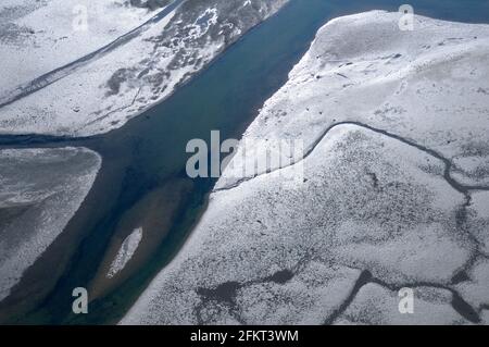 Luftaufnahme der Flussmündung des Chemainus, Chemainus Valley, Vancouver Island, British Columbia, Kanada. Stockfoto