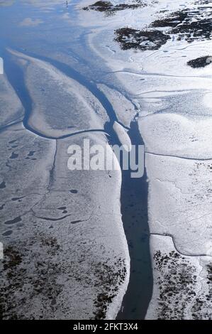 Luftaufnahme der Flussmündung des Chemainus, Chemainus Valley, Vancouver Island, British Columbia, Kanada. Stockfoto