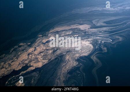 Ladysmith Harbour, abstraktes Bild, Luftaufnahmen von Vancouver Island, British Columbia, Kanada. Stockfoto