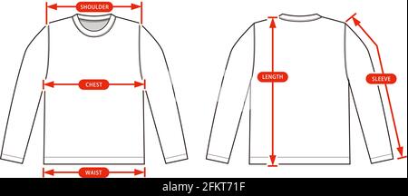 Kleidung Größe Diagramm Vektor Illustration ( Langarm Hemd ) Stock Vektor