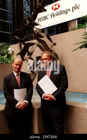 Der Finanzdirektor der Douglas Flint Group, August 1999, und die Keith Whitson Group CEO von HSBC nach den Zwischenergebnissen Stockfoto