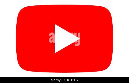 VINNYTSIA, UKRAINE - 3. Mai 2021: Neues YouTube-Logo. Beliebte Video-Hosting isoliert auf weißem Hintergrund Stock Vektor