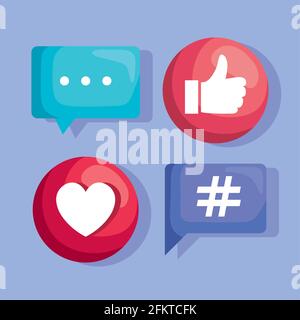 Vier Social-Media-Symbole Stock Vektor