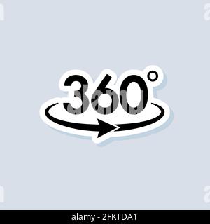 360-Grad-Kamera-Aufkleber, Logo, Symbol. Vektor. Panoramabild 360 Grad. Kamera, Foto-Symbol. Virtuelle Realität. Kamera an der Vorderseite austauschen. Vektor auf isoliert Stock Vektor