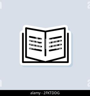 Symbol für Bildung oder Bildung. Öffnen Sie das Buch. Buchaufkleber, Logo, Symbol. Vektor. Symbol für die Leselinie. Logo der Buchhandlung. Bibliotheksschild. Vektor auf isoliertem Rücken Stock Vektor