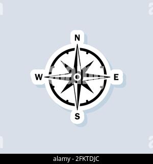 Kompassaufkleber, Logo, Symbol. Vektor. Symbol „Windrose“. Nord, Süd, Ost und West. Vektor auf isoliertem Hintergrund. EPS 10 Stock Vektor