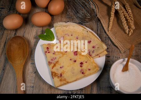 Pfannkuchen mit Ingwer und Himbeer-Chip Stockfoto