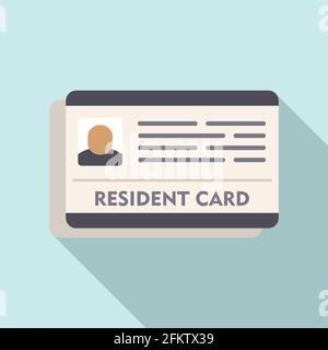 Resident Card Icon, flacher Stil Stock Vektor