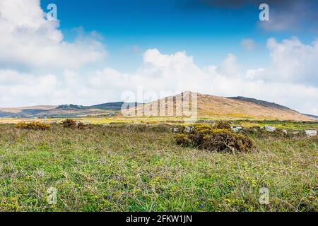 Cornish Landschaft mit Zennor Hill in West Penwith Gegend von Cornwall. Stockfoto