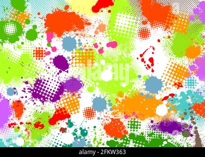 Der Hintergrund besteht aus bunten Farbflecken. Vektorgrafik Stock Vektor