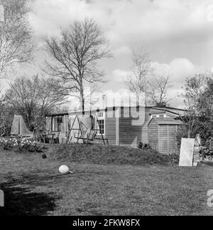 Blockkabinen-Doppelkarawane, Medstead, Hampshire, England, Vereinigtes Königreich. Stockfoto