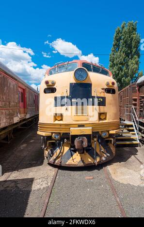 CLP-13, ein Diesellokomotive der CLP-Klasse, wurde im Goulburn Rail Heritage Centre in New South Wales, Australien, in den Ruhestand verabschiedet und geparkt Stockfoto