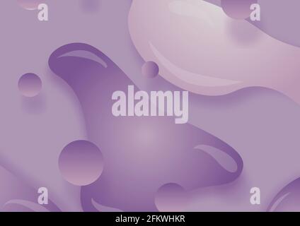 Illustration von mehreren flüssigen lila Formen auf violettem Hintergrund Stockfoto