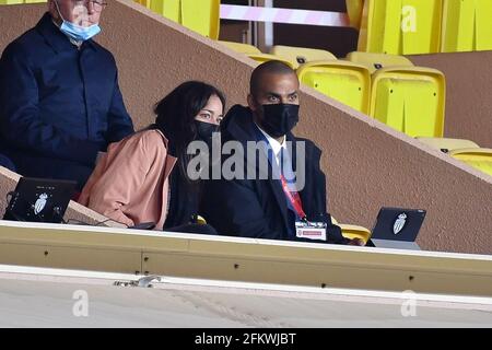 Alize Lim und Tony Parker nehmen am 2. Mai 2021 am Spiel Monaco gegen Lyon - Ligue 1 Uber Eats im Louis II Stadium in Monaco Teil. (Foto von Lionel Urman/Sipa USA) Stockfoto