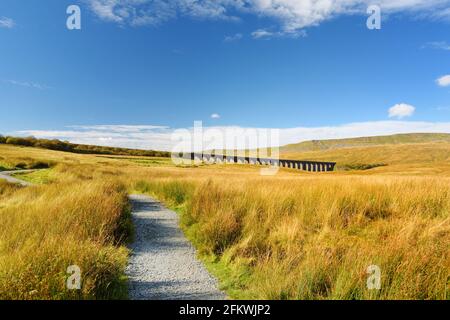 Ribblehead Viadukt, gelegen in North Yorkshire, das längste und dritthöchste Bauwerk auf der Settle-Carlisle-Linie. Touristenattraktionen in Yorksh Stockfoto