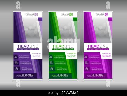 Business Roll-Up. Design Der Standee. Bannervorlage. Präsentation und Broschüre Flyer. Stock Vektor