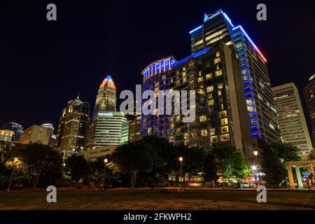 Nachtfotos von Uptown Charlotte North Carolina Stockfoto