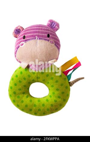 Le Joujou Hippo Baby Kinderwagen Spielzeug Rassel isoliert auf weiß Hintergrund Stockfoto