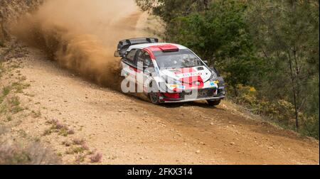 Dornelas, Portugal - 01. Mai 2021: Takamoto KATSUTA (JPN), Keaton WILLIAMS (GBR), TOYOTA GAZOO RACING WRT, TOYOTA Yaris WRC, Action während eines Testtages Stockfoto