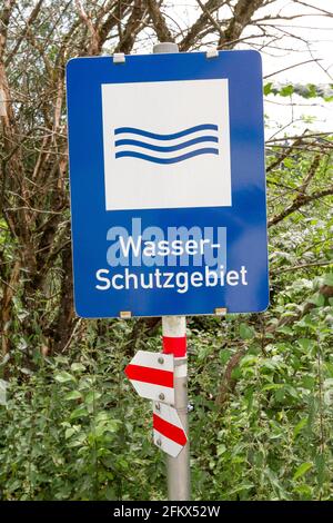 Schild, Wasserschutzbereich Stockfoto