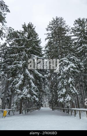 Banneux - Belgien - 07. April 2021: Nach den Marienerscheinungen im Jahr 1933 hat sich der Ort zu einem der wichtigsten Wallfahrtsorte in Belgien entwickelt Stockfoto