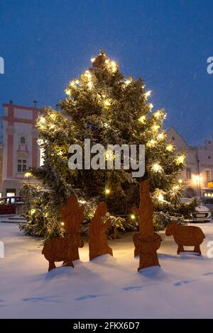 Weihnachtsbaum In Eggenburg Niederösterreich, Österreich Stockfoto