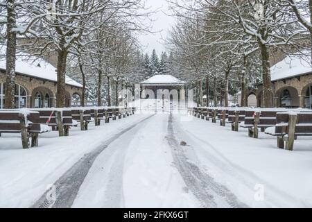 Banneux - Belgien - 07. April 2021: Nach den Marienerscheinungen im Jahr 1933 hat sich der Ort zu einem der wichtigsten Wallfahrtsorte in Belgien entwickelt Stockfoto