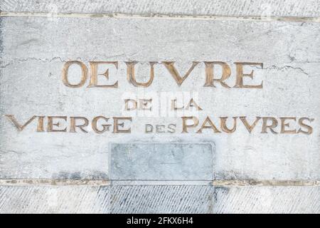Banneux - Belgien - 07. April 2021: Nach den Marienerscheinungen im Jahr 1933 hat sich der Ort zu einem der wichtigsten Wallfahrtsorte in Belgien entwickelt Stockfoto