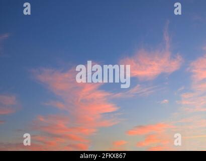 Farbenfrohe Sonnenuntergangswolken über einem Einkaufszentrum in High Springs, Florida. Stockfoto