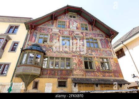 Haus Zum Ritter, Historisches Gemeindehaus Von 1492, Schaffhausen, Schweiz Stockfoto