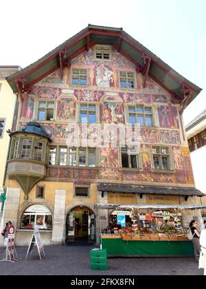 Haus Zum Ritter, Historisches Gemeindehaus Von 1492, Schaffhausen, Schweiz Stockfoto