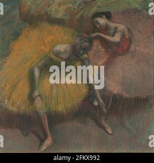 Titel: Deux danseuses jaunes et Roses Ersteller: Edgar Degas Datum: 1834 Medium: Pastell auf Papier Maße: 106 x 108 cm. Ort: Museo Nacional de Bellas Artes, Buenos Aires, Argentinien Stockfoto