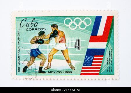 Kuba Correos Stempel. XIX. Olympische Spiele in Mexiko. Ausgabe 1968 Stockfoto