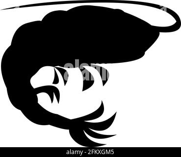 Vektor-Illustration der schwarzen Silhouette einer Garnele Stock Vektor