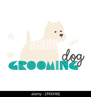 Logo für ein Tierpflegestudio. Flache Vektorgrafik für den Hundepflegesalon. Stock Vektor