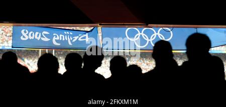 OLYMPISCHE SPIELE PEKING 2008. TAG 18/8/08. IM STADION FÜR DIE MORGENDLICHEN RENNEN, BILD DAVID ASHDOWN Stockfoto