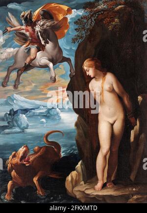 Perseus und Andromeda von Cavalier d'Arpino (Giuseppe Cesari), Öl auf Leinwand, 17. Jahrhundert Stockfoto