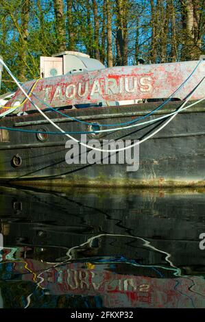 Verlassene Boot Aal Pie Insel Twickenham Stockfoto