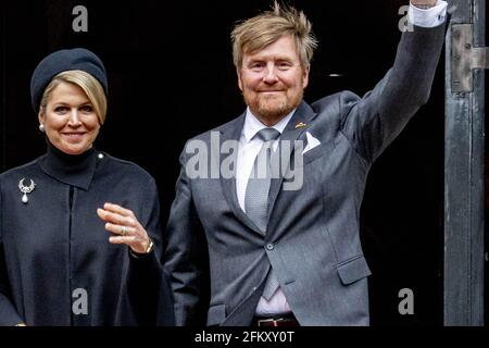 Amsterdam, Niederlande. Mai 2021. Königin Maxima und König Willem-Alexander aus den Niederlanden kommen am 04. Mai 2021 zur Gedenkfeier am Denkmal des Zweiten Weltkriegs in Amsterdam, Niederlande, an. Foto von Robin Utrecht/ABACAPRESS.COM Quelle: Abaca Press/Alamy Live News Stockfoto