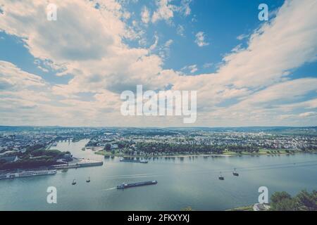 Blick auf den rhein und die Mosel und den Rheinland -Pfalz Stockfoto