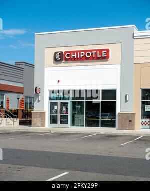 Chipotle Restaurant Storefront in Shopping Area, Plymouth, Massachusetts USA Stockfoto