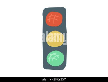 Straßenampel. Stil Cartoon einfache Handzeichnung. vektor-Illustration Stock Vektor