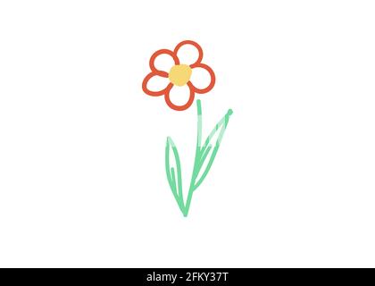 Einzelnes florales Element. Blume Handdraw einfache Vektor Illustration.Doodle Stock Vektor