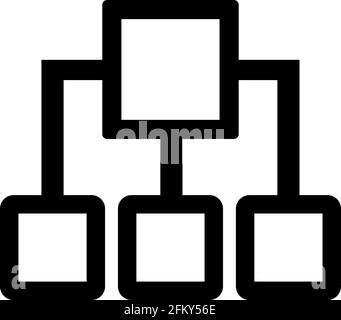 Einfache und lineare Schaltung in Form von Quadraten. Verallgemeinerung, Algorithmus, Programmierung Stock Vektor