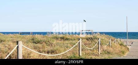 Castelldefels Strand, kleine Stadt in der Nähe von Barcelona Stockfoto