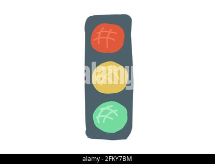 Straßenampel. Stil Cartoon einfache Handzeichnung. vektor-Illustration. Stock Vektor