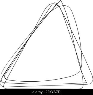 Handgezeichnetes Scribble-Dreieck. Abstrakter dreieckiger Rahmen im Doddles-Stil. Lateen Design-Element. Durchgehende Linie. Vektordarstellung isoliert. Stock Vektor