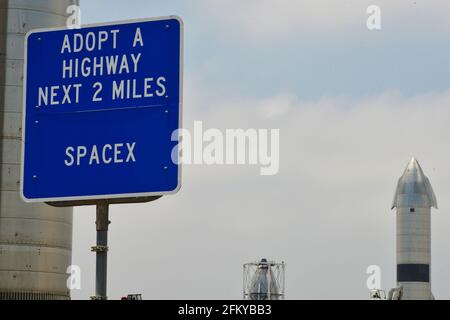 Raumschiff auf SpaceX auf dem Startplatz Stockfoto