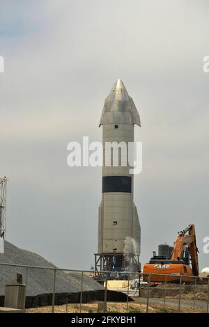 Raumschiff auf SpaceX auf dem Startplatz Stockfoto