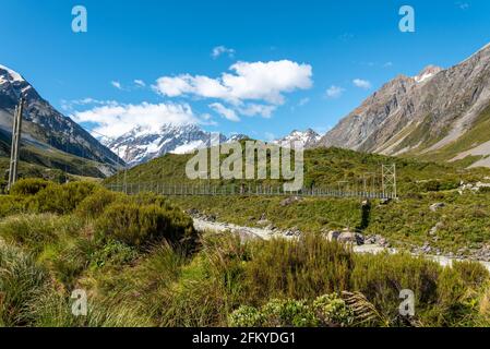 Berühmter Mount Cook vom Hooker Valley Track, Südinsel Neuseelands Stockfoto